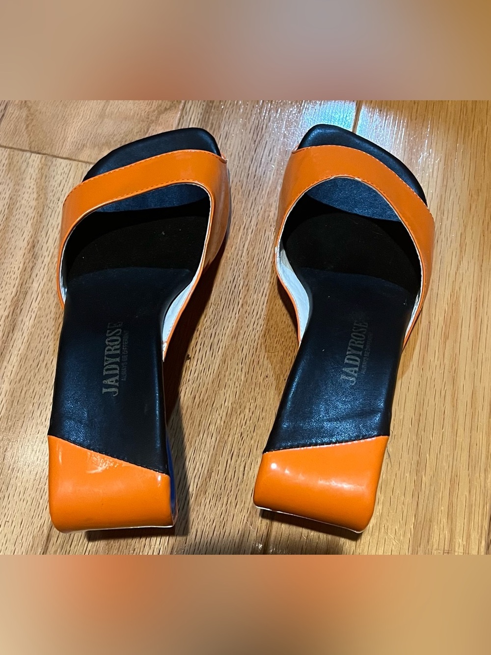 Orange Patent Slide Mules for Women - Picture 4 of 6